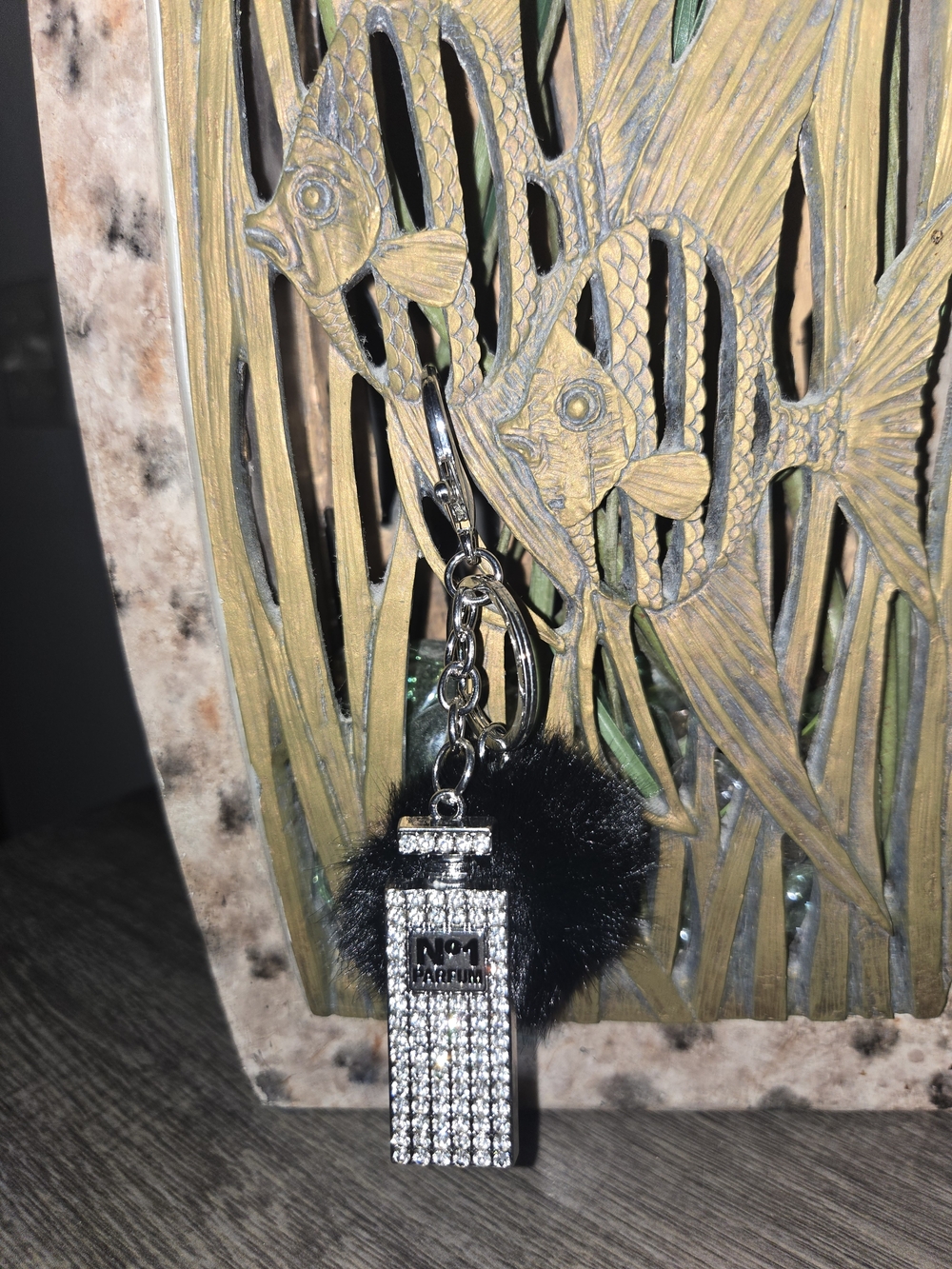 Rhinestone Perfume Bottle Keychain